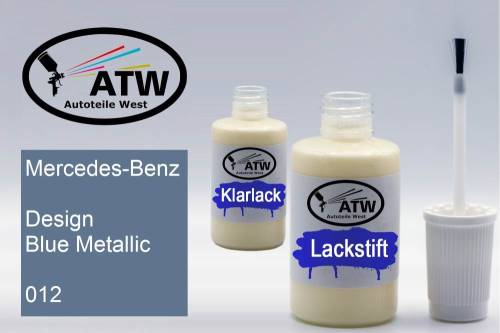 Mercedes-Benz, Design Blue Metallic, 012: 20ml Lackstift + 20ml Klarlack - Set, von ATW Autoteile West.